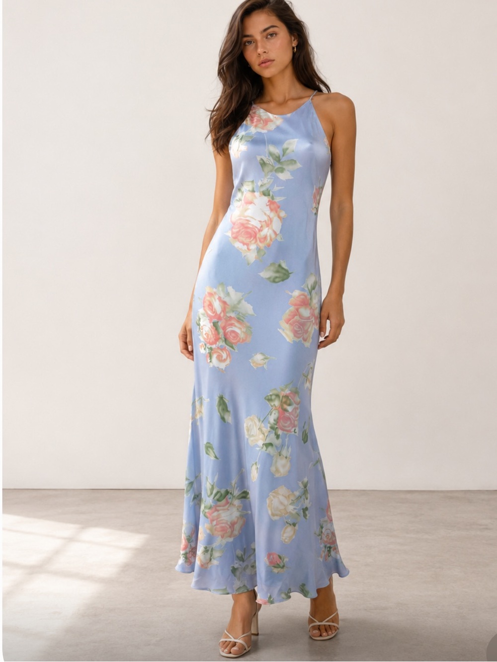 VINTAGE 90's Y2K Floral Pastel Maxi Dress V-Neck Wedding Coquette